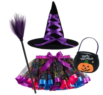 STRÓJ HALLOWEEN CZAROWNICA WIEDŹMA MIOTŁA 104/128