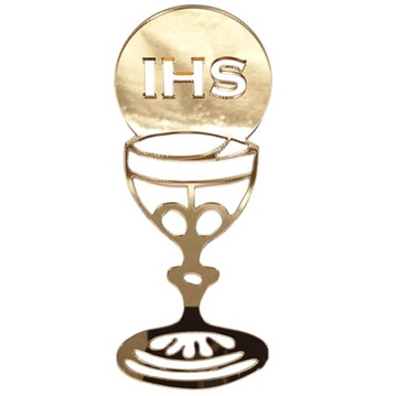 Золотой топпер для торта ДЕКОР для причастия IHS GOAL, золотое зеркало из плексигласа.