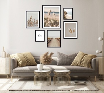 6x РАМКИ ПОСТЕРЫ С ИЗОБРАЖЕНИЯМИ РАМА В БОХО ПАМПАССКАЯ ТРАВА