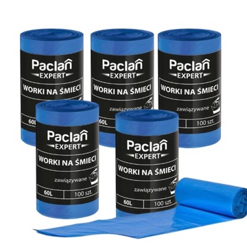 Worki na śmieci NAJLEPSZE 60L 100SZT zestaw 5ROLEK