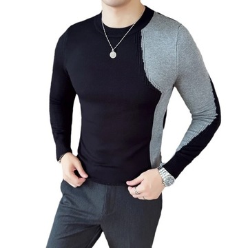 Black/White/Gray Pull Homme Fashion Patchwork Colo