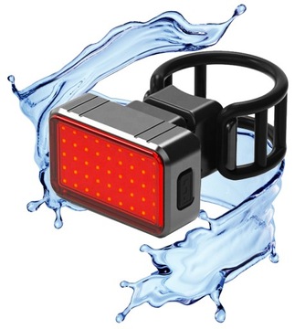 MOCNA LAMPKA ROWEROWA TYLNA Z UCHWYTEM USB LED AKUMULATOR 350mAh ZESTAW
