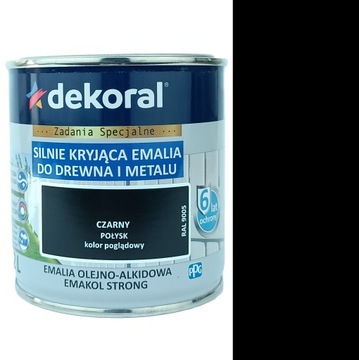 EMAKOL STRONG DO DREWNA I METALU CZARNY POŁYSK 0,2