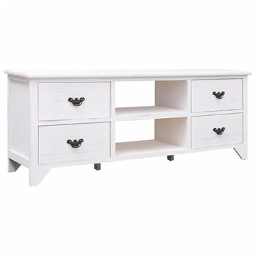 SZAFKA POD TV ANTYCZNA BIEL 108X30X40CM DREWNO PAU