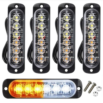 4x STROBOSKOPOWA LAMPA LED POMARAŃCZOWA BIAŁY POMOC LAWETA ŚWIATŁO WSTECZNE