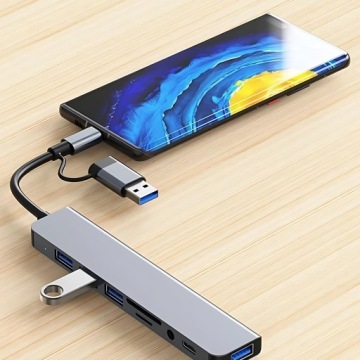 ДОК-СТАНЦИЯ-КОНЦЕНТРАТОР USB-C С АДАПТЕРОМ USB-A - КАРДРИДЕР + 5 ПОРТОВ USB