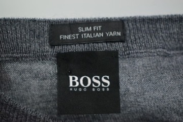 Hugo Boss Finest Italian Yarn Merino Wool Sweter Męski Dopasowany Slim Fit