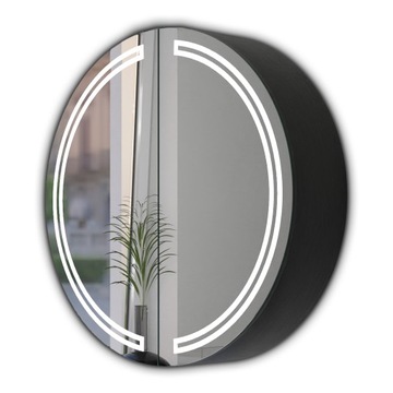szafka okrągła z lustrem LED Fortuna czarna 80cm