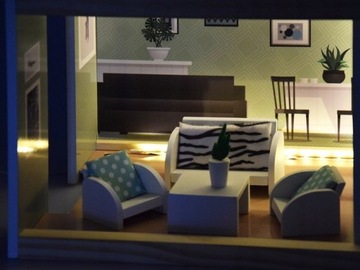 Деревянный кукольный домик + бассейн, лифт, мебель, светодиодное освещение ZA4835