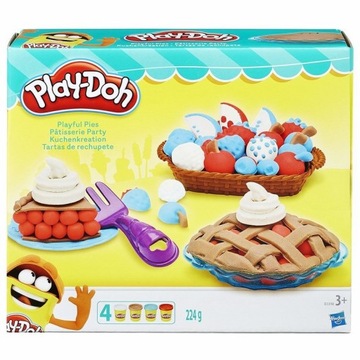 PLAY-DOH CIASTOLINA WESOŁE WYPIEKI 4 TUBY AKCESORIA KUCHARZ PIEKARZ B3398