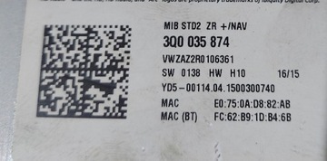 VW PASSAT B8 РАДИО ДИСПЛЕЙ ЭКРАН НАВИГАЦИЯ МУЛЬТИМЕДИЯ SD-READER NAVI