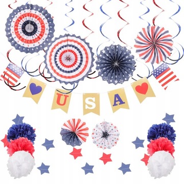 1 zestaw dekoracji ściennych USA 4 lipca