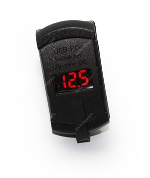 Монтажная розетка USB QC3.0 18 Вт + PD 36 Вт 12–24 В Вольтметр