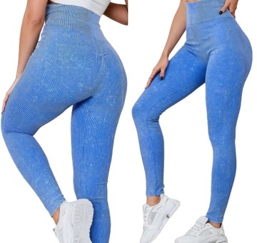 Damskie prążkowane legginsy MODELUJĄCE KOLORY