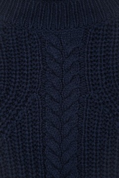 New Look Efektowny Kobiecy Granatowy Sweter Warkocz Sploty Bawełna S 36