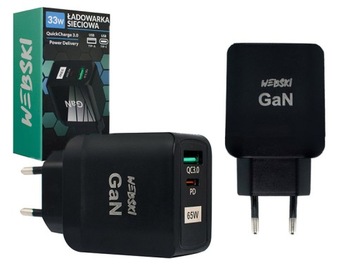 MOCNY ZASILACZ ŁADOWARKA SIECIOWA DO TELEFONU 33W USB-C / QC3.0 USB-A