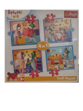 Puzzle TREFL 4w1 bobaski i miś 3+ 4, 6, 9, 12 ele