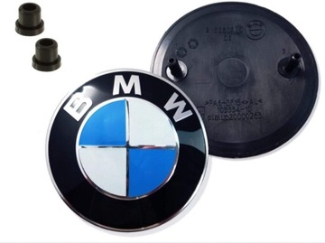 BMW ZNACZEK LOGO 82mm NA MASKĘ KLAPĘ 2X TULEJKI