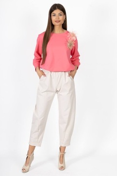 Bluzka dresowa z kwiatem Megi Różowa - L/XL