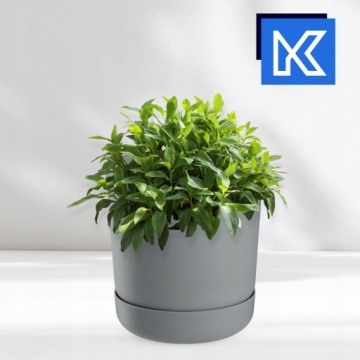 Горшок с блюдцем 20 см серый матовый