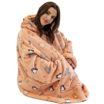 ОДЕЯЛО СВИТШОТ Толстовка с плотным одеялом Oversize на меху XXL Cats Kitts 460 GSM ДО 1,3 кг