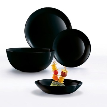 KOMPLET OBIADOWY DIWALI CZARNY LUMINARC 18 EL