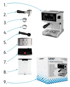 Кофемашина под давлением Yoer 20бар Frother 1350Вт +ТЕРМОБЛОК