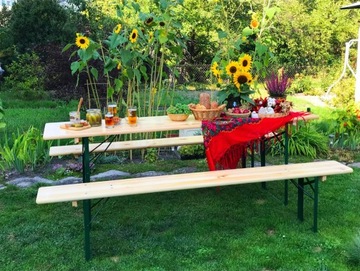 НАБОР ДЛЯ ВЕЧЕРИНКИ 10 НАБОРОВ СТОЛ 70 СМ + 2 СКАМЬИ