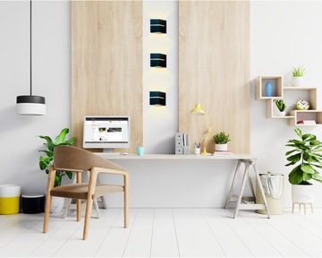 2x ŚCIENNY KINKIET LED WEWNĘTRZNY CZARNY KWADRATOWY GÓRA-DÓŁ LAMPA ŚCIENNA