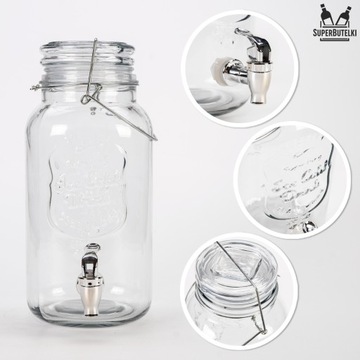 СТЕКЛЯННАЯ БАНКА 4 Л + КРАН ДЛЯ ЛИМОНАДНЫХ СОКОВЫХ НАПИТКОВ