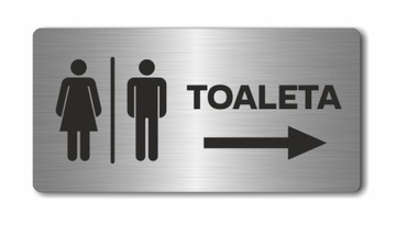 TOALETA w prawo | Tabliczka nierdzewna | Druk UV