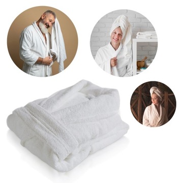 SZLAFROK HOTELOWY DAMSKI MĘSKI SPA BIAŁY WYSOKA JAKOŚĆ 100% BAWEŁNA L