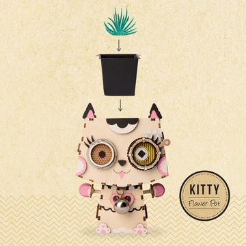 ПАЗЛ КОТЕНОК 3D ЦВЕТОЧНЫЙ ГОРШОК ДЛЯ РЕБЕНКА КРЕАТИВ