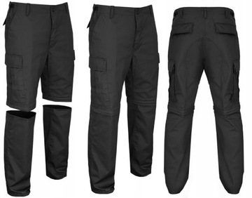 Spodnie trekkingowe bojówki odpinane nogawki Mil-Tec BDU Zip-Off Czarne S
