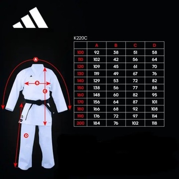 КИМОНО КАРАТЭ - КАРАТЕГА ADIDAS WKF CLUB ДЛЯ ДЕТЕЙ И ВЗРОСЛЫХ - 180СМ