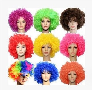 KOLOROWA PERUKA WŁOSY AFRO KARNAWAŁ PARTY FOTOBUDKA - 7 SZTUK