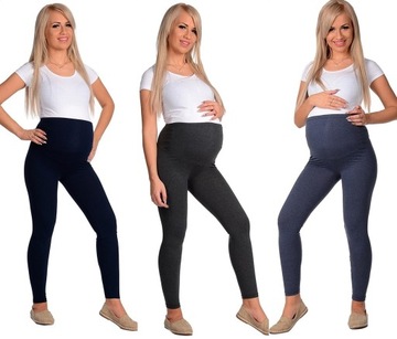 3x LEGGINSY CIĄŻOWE getry z panelem bawełna L/40
