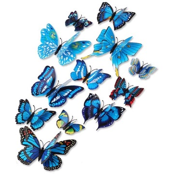 3D наклейки на стену с бабочками синие бабочки