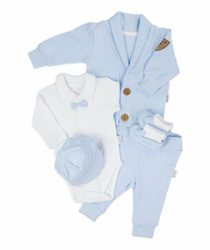 Komplet zestaw do chrztu dla chłopca Nicol Mix body,spodnie,bluza,czapka