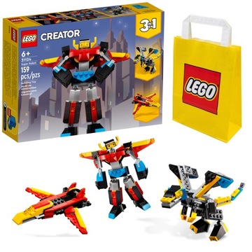 KLOCKI LEGO CREATOR 31124 SUPER ROBOT 3W1 ZESTAW FIGURKI NOWE + TORBA LEGO
