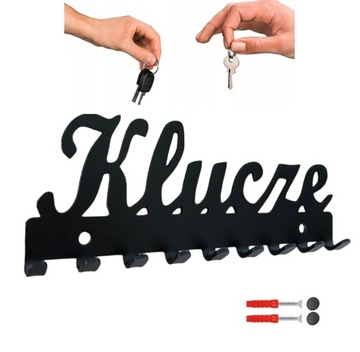 Przykręcany wieszak na ścianę na KLUCZE czarny