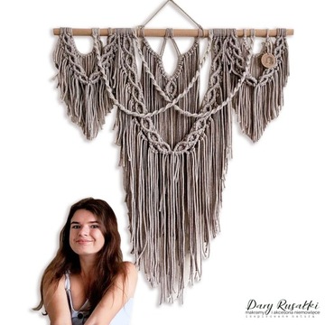 makrama boho dekoracja ścienna duża beż ogromna