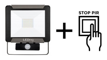 NAŚWIETLACZ LED HALOGEN LAMPA 20W PIR + STOP PIR