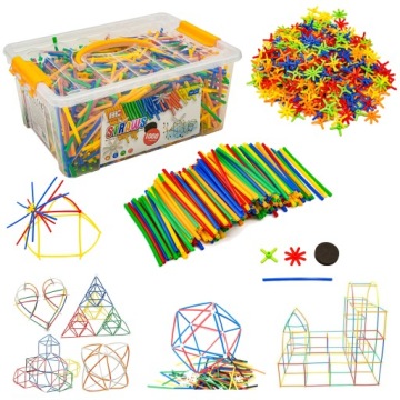 НАБОР БОЛЬШИХ КОНСТРУКТОРОВ для детей Соломинки Трубочки-палочки 1000 шт.