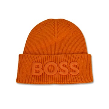 Czapka zimowa beanie Hugo Boss pomarańczowa logo