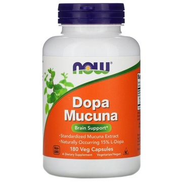 NOW FOODS DOPA MUCUNA 180K PAMIĘĆ DOPAMINA NASTRÓJ MÓZG NERWY AFRODYZJAK