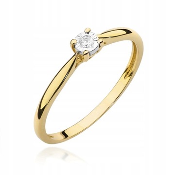 Złoty pierścionek z diamentami GRAWER GRATIS 585