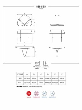 838-SEG-3 TRZYCZĘŚCIOWY KOMPLET SEX OBSESSIVE S-M
