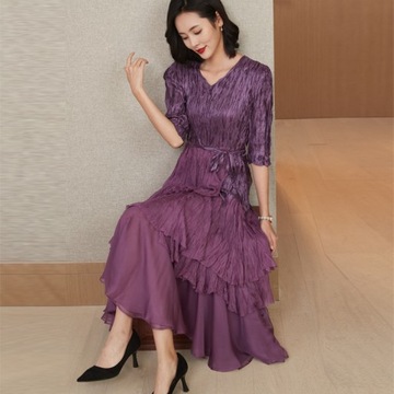 Sukienka Miyake plisowany szyfon patchworkowa moda