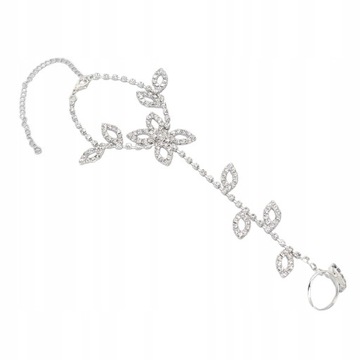 Rhinestone Foot Chain Women Stylowe liście w